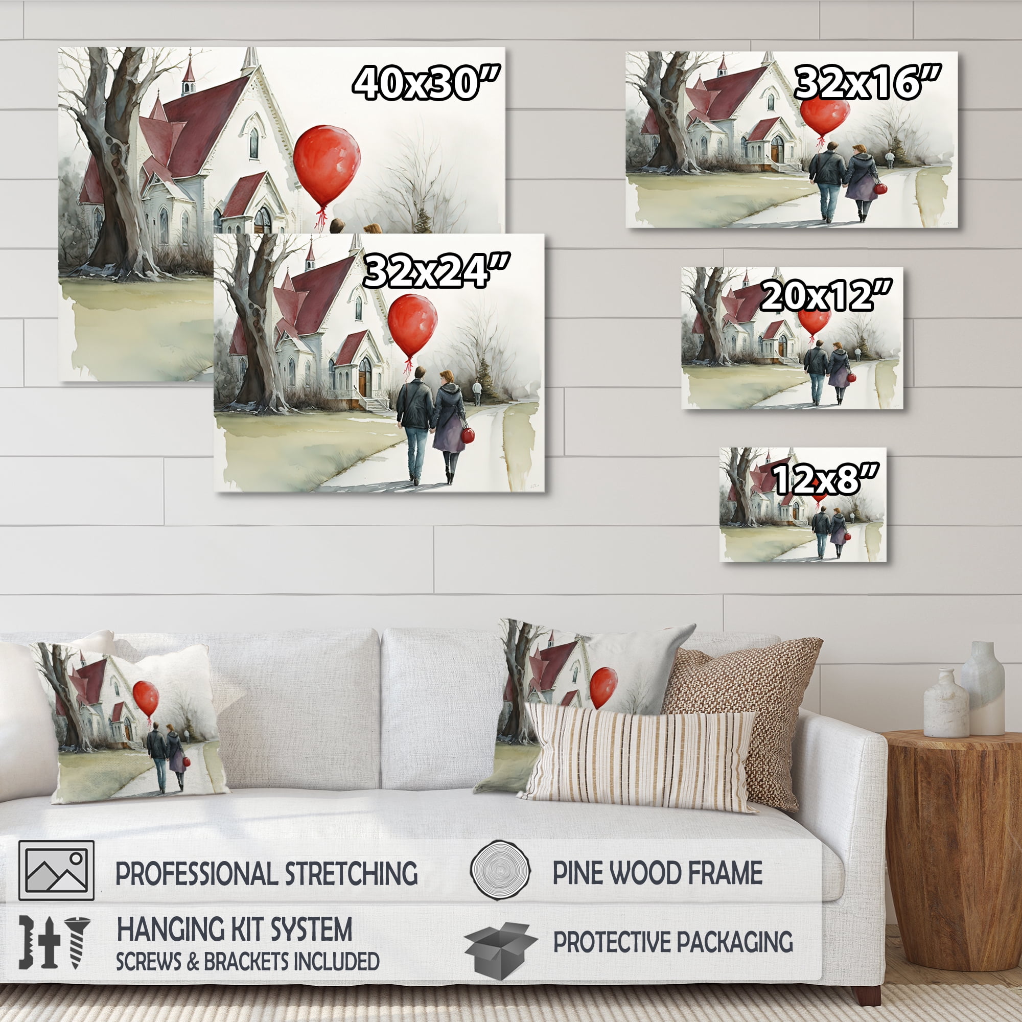 Designart Couple In Love Going To The Church II Canvas Wall Art