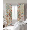 thumbnail image 4 of Beige Boho Blackout Curtains for Bedroom Living Room Darkening Curtains 63 Inches Long Retro Ethnic Shabby Colorful Floral Patterned Window Curtain 2 Panels Set Window Treatment Drapes 52"x63", 4 of 9