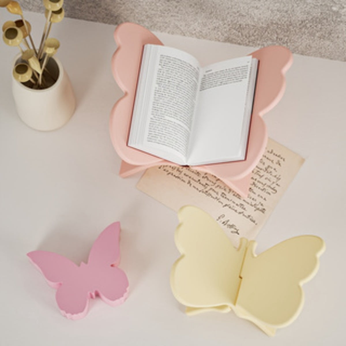 2PCS Epoxy Resin Butterfly Bookends Book Holder Mold, Silicone Casting Mold for Home Decor, DIY Handmade Jewelry Crafts Crafts Tools, Floral Preserved Keepsake Bookends Book Holder Kit