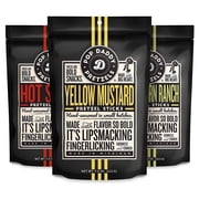 Pop Daddy Variety, 7.5oz Bold Flavored Pretzel Sticks 3 Pack- Hot Sauce (1), Peppercorn ranch(1) and Yellow Mustard(1)