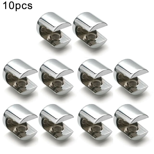 10 Pcs Glass Shelf Support Clamp Brackets Clip Polished Chrome Shelves 6-12mm