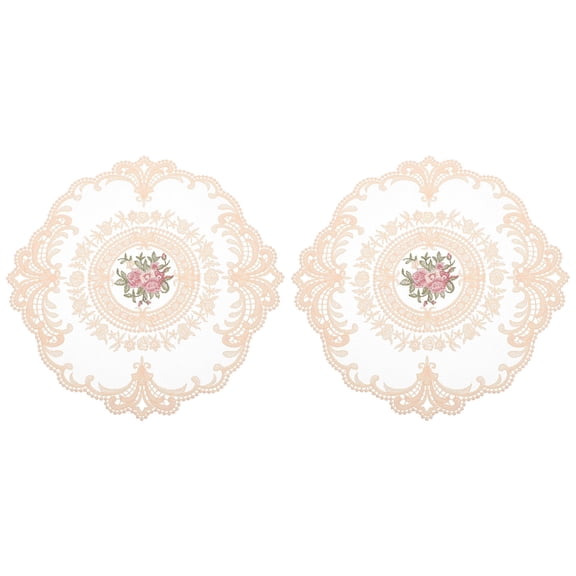 FOMIYES Set of 2 Yellow Lace Placemats Decorative Table Mats for Home, Holidays, and Special Occasion Dining