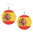 thumbnail image 6 of Leather Dangle Round Earrings For Women Flag Of Spain Circle Earrings Drop Jewelry, 6 of 6
