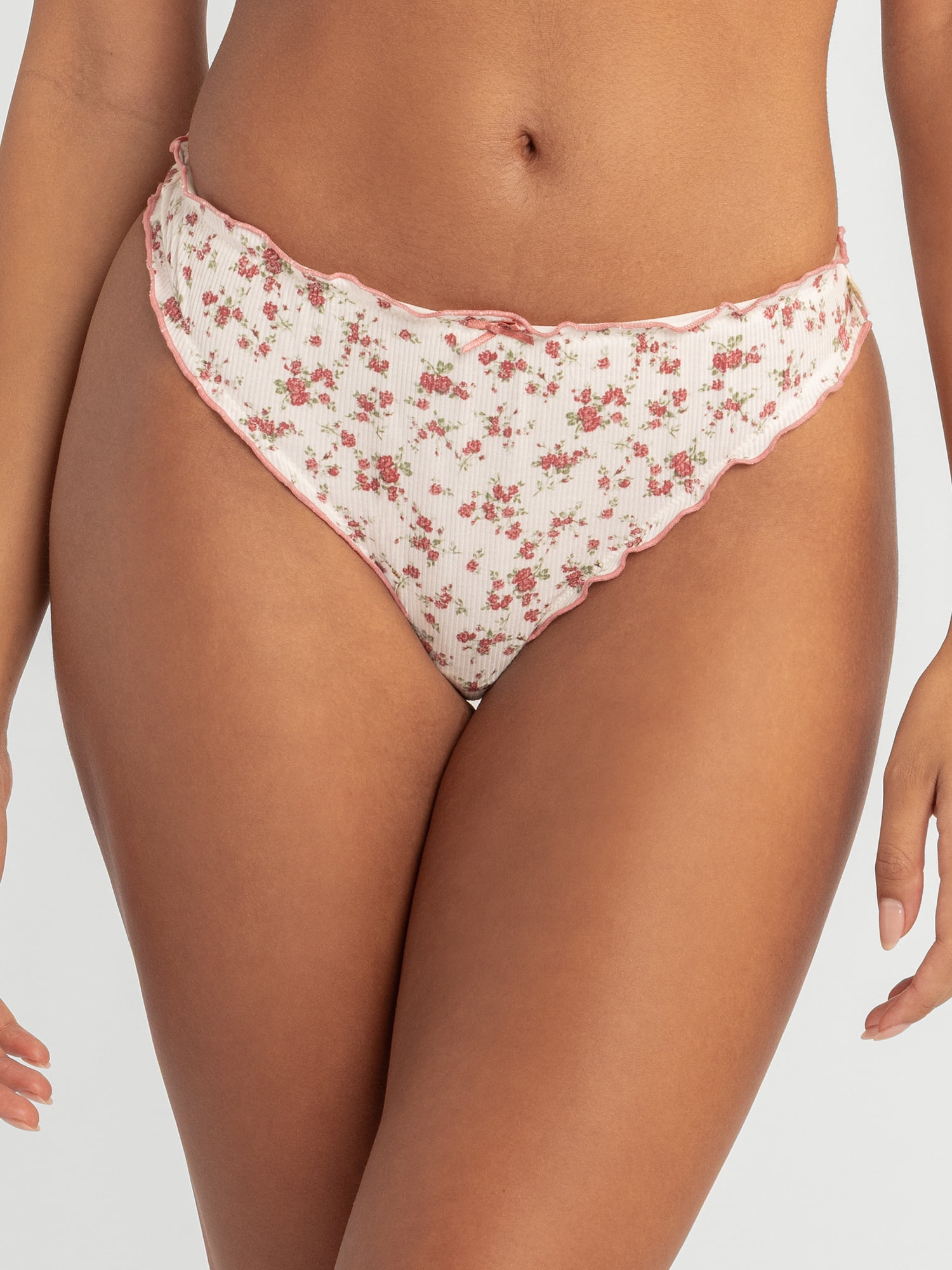 Jessica Simpson Women's Ruffle Rib Thong, 2-Pack, Size S-XXXL