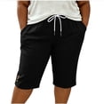 thumbnail image 4 of Bosfbaoi Plus Size Capri Pants for Women Drawstring Elastic Waist Side Pockets Button Detail Cuff Loose Casual Cropped Trousers, 4 of 7