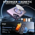 thumbnail image 5 of for iPhone 16 Case with Stand, Compatible with MagSafe, Magnetic Kickstand Case for iPhone 16, Military-Grade Protection Shockproof Case, Clear Acrylic + Soft TPU Material, Purple, 5 of 6