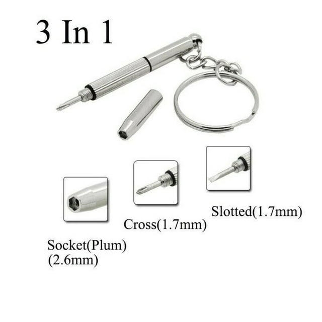 Allume 2Pcs Eyeglass Screwdriver, 3in1 Mini Sunglasses Eyeglass Phone Watch Repair Keychain Screwdriver Kit Tool - Home Essential Tools, Holiday Gifts Silver