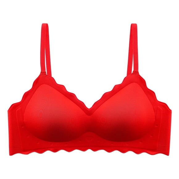 LOVZFMLL Bras for Women Women's Solid Underwear Bras Red S