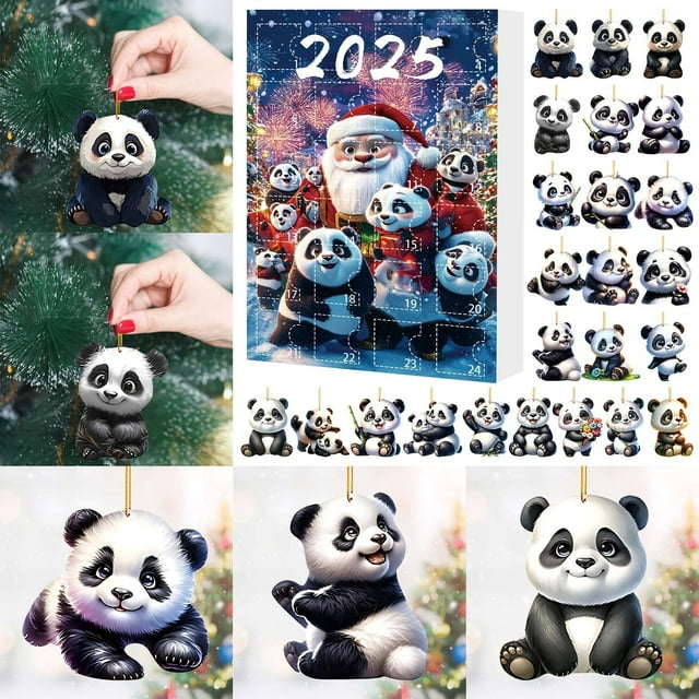 2D Acrylic Countdown Desk Calendar Desk Calendar Children's Favorite Panda 24 Day Panda Countdown Calendar