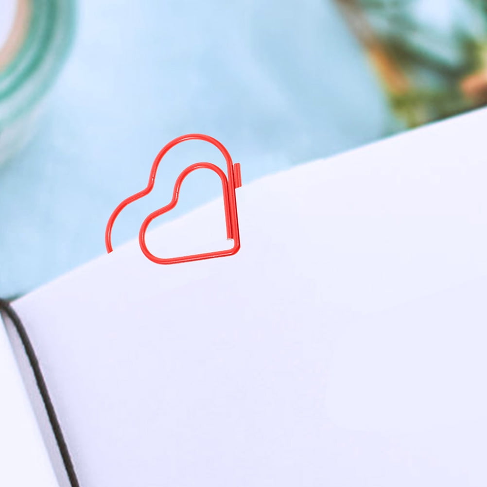 ADDHAT Goohochy Red Heart Design Metal Paper Clips for Secure Document Holding