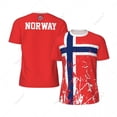 thumbnail image 2 of Exclusive design Norway Flag Grain 3D Printed Men For Running Bike Soccer Tennis Fitness Sports tshirt Mesh Fans Short T-shirt, 2 of 16