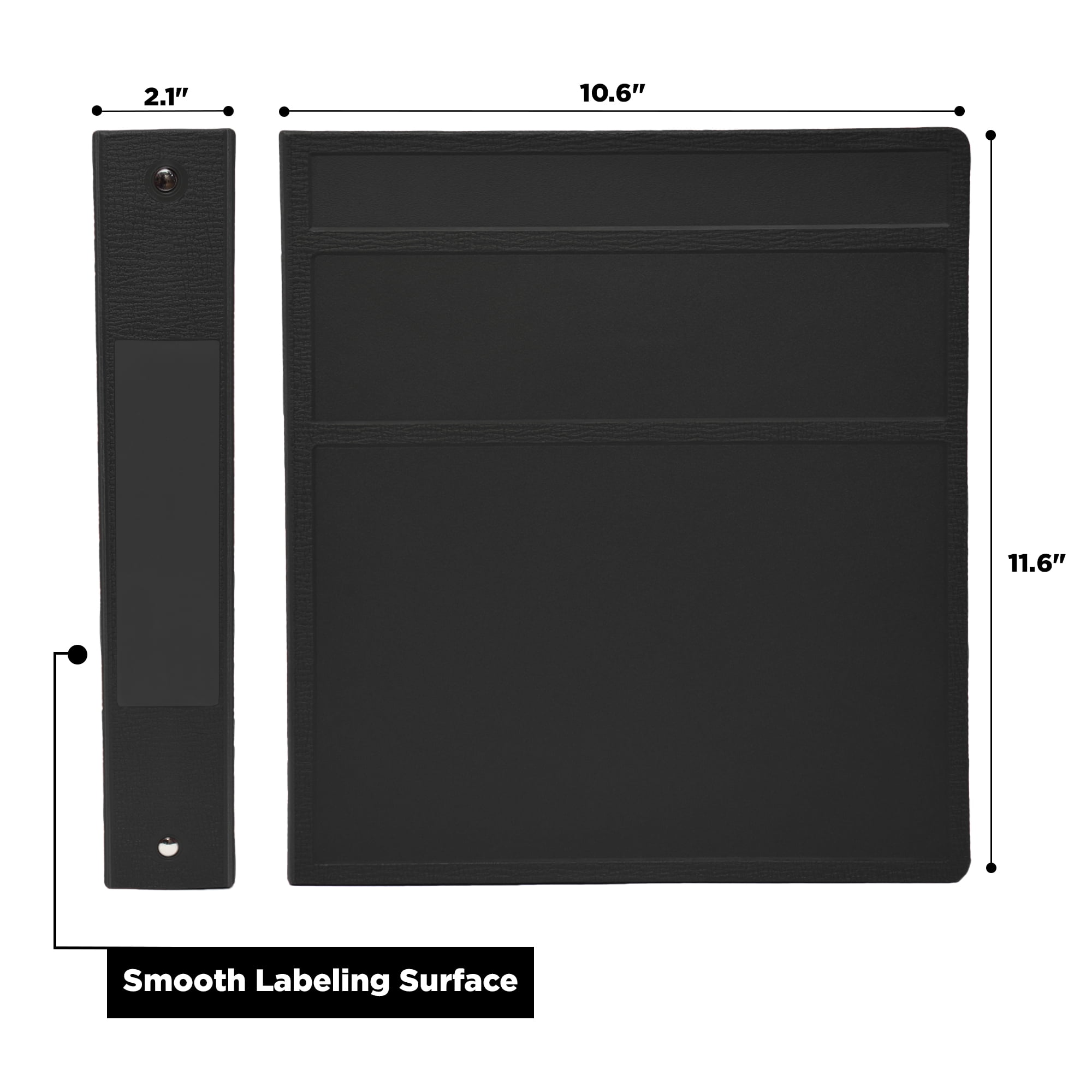 Carstens 1.5- Inch Heavy Duty 3-Ring Binder - Side Opening, Black