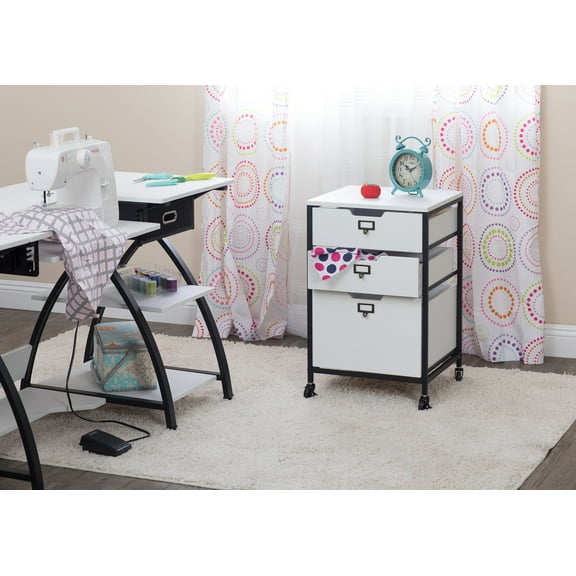Sew Ready 3-Drawer Mobile Organizer in Charcoal/White