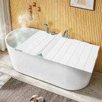 Folding Bathtub Cover with Tray Function, PVC & Stainless Steel, Heat Retention, Dustproof, Fits Standard Bathtubs 63"x31.5"