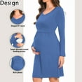 thumbnail image 2 of Beaisland Women's Maternity Nursing Dress Long Sleeve Midi Dress For Breastfeeding with Pockets, 2 of 6