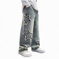 thumbnail image 6 of kpoplk Boys Cargo Jeans, Casual Elastic Waist Denim Pants Baggy Wide Leg Trousers with Pockets(Blue,10-11 Y), 6 of 6