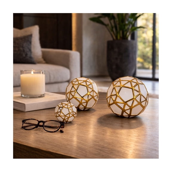 Sagebrook Home Gold Accented Abstract Modern Decorative Orbs Set of 3