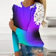 thumbnail image 2 of JINMGG Fall Winter Long Tops for Women, Womens Plus Size Clearance Women's Summer Casual Long Sleeve Blouse Round Neck Printing Lace Tops T-Shirt, 2 of 5