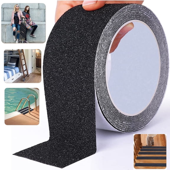 Grip Tape, 2 inch x 16.4 feet, Heavy Duty Anti Slip Tape for Stairs Outdoor/Indoor, Waterproof High Traction Stairs Non Slip Treads, Black(1 PC)