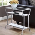 thumbnail image 2 of 12" x 24" x 22" White Accent Table in Silver Metal with Clear Tempered Glass, 2 of 6
