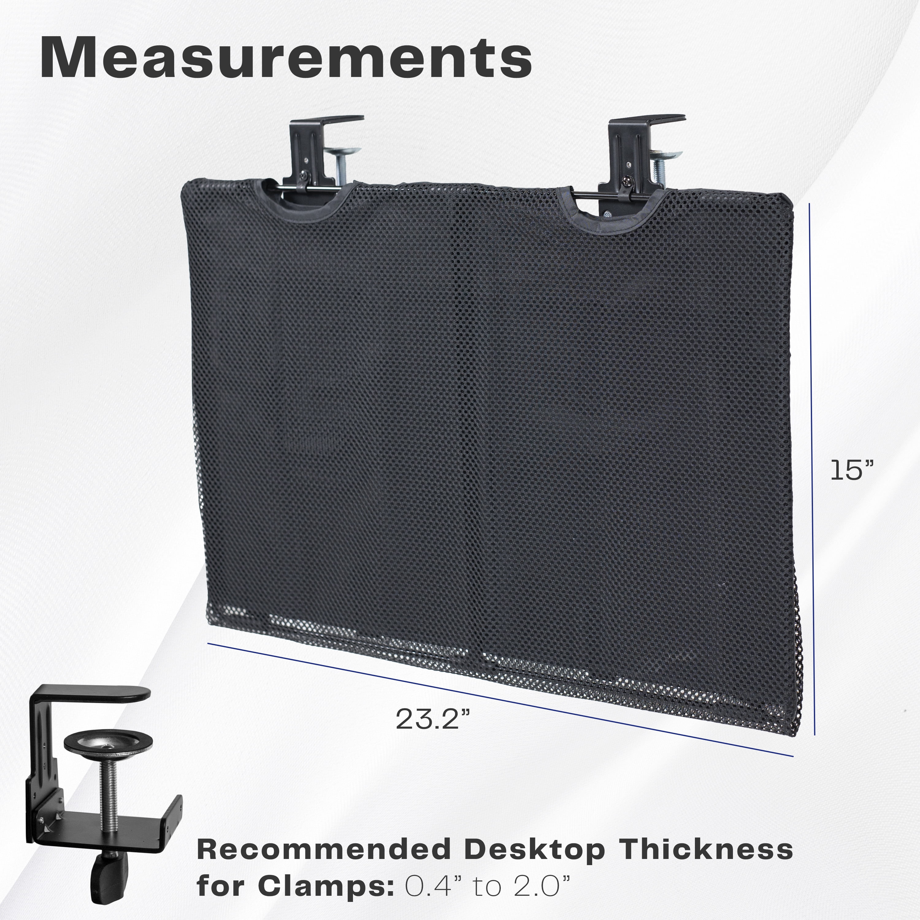VIVO Black Clamp-on 24" Privacy & Cable Management Sleeve Panel Kit for Desk