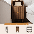 thumbnail image 2 of UGTOO Nightstands Set of 2, Mid-Century Modern Bedside Tables with 2 Fluted Drawers and Open Shelf, Narrow Walnut End Side Table for Bedroom Small Spaces, 2 of 18