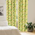 thumbnail image 3 of Ambesonne Kitten 4-Panel Curtains, Tasty Sushi Cat, 56"x95", Yellow Green Multicolor, 3 of 4