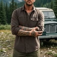 thumbnail image 3 of Guluxicc Shirts for Men Button Down Long Sleeve Shirts with Multi Pockets Hiking Summer Casual Outfit, 3 of 5