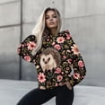 thumbnail image 4 of COEQINE Women's Hoodies Casual Wear Oversized Pullover Sweatshirts Long Sleeves Loose Lightweight Cozy Workout Fashion Y2K Soft Hedgehog and Flowers Fall Winter Outfits Clothes, L, 4 of 7