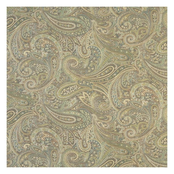 Brown Blue and Green Paisley Contemporary Upholstery Grade Fabric by The Yard - SKU: Ludlow