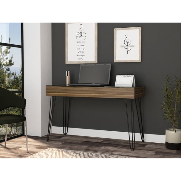 Metal Legs and Glass Top Desk / Appropriate for Office Use