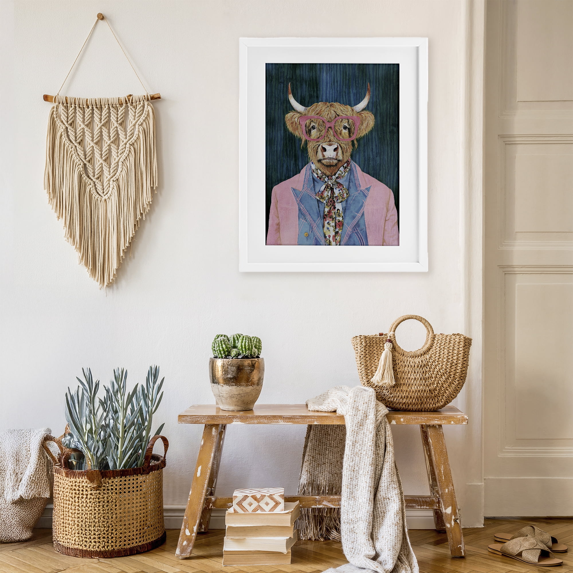 Stupell Industries Gentle Bull Portrait White Framed Print Under Glass, design by Svetlana Aleynikova