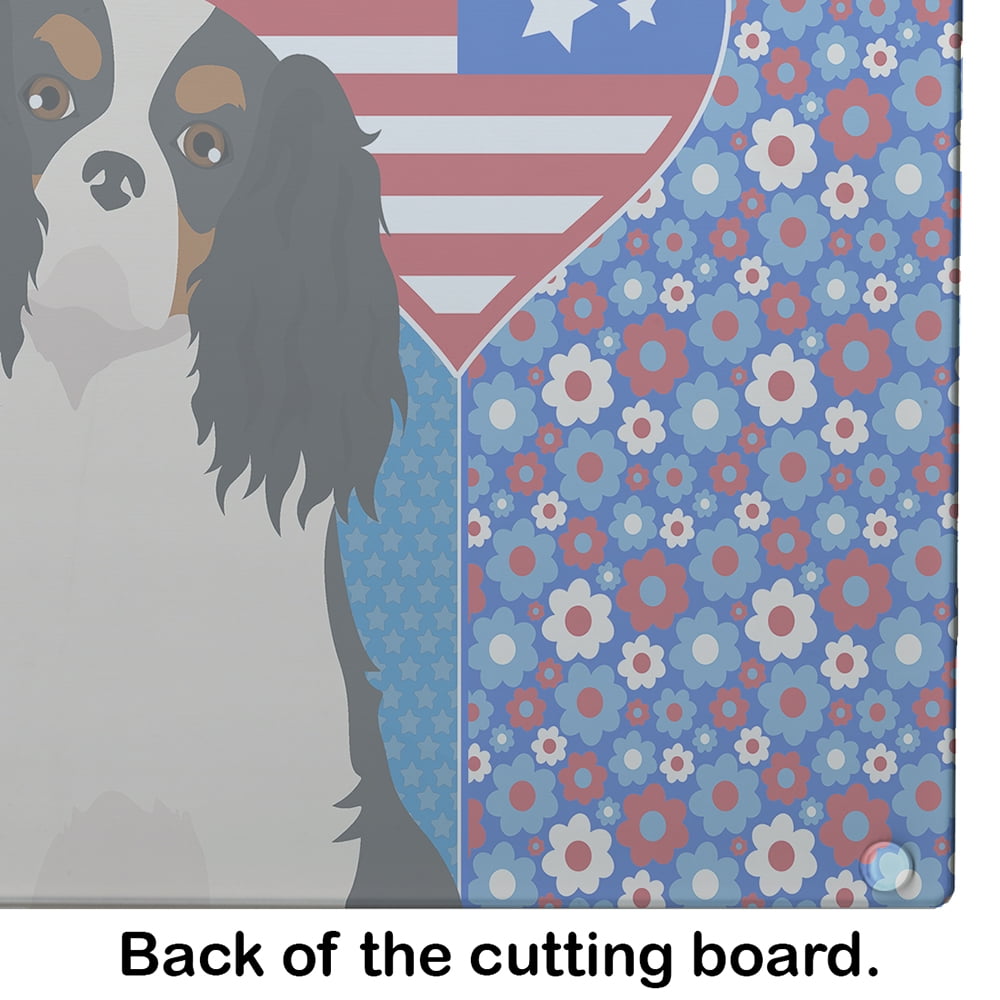 Tricolor Cavalier Spaniel Glass Cutting Board Large