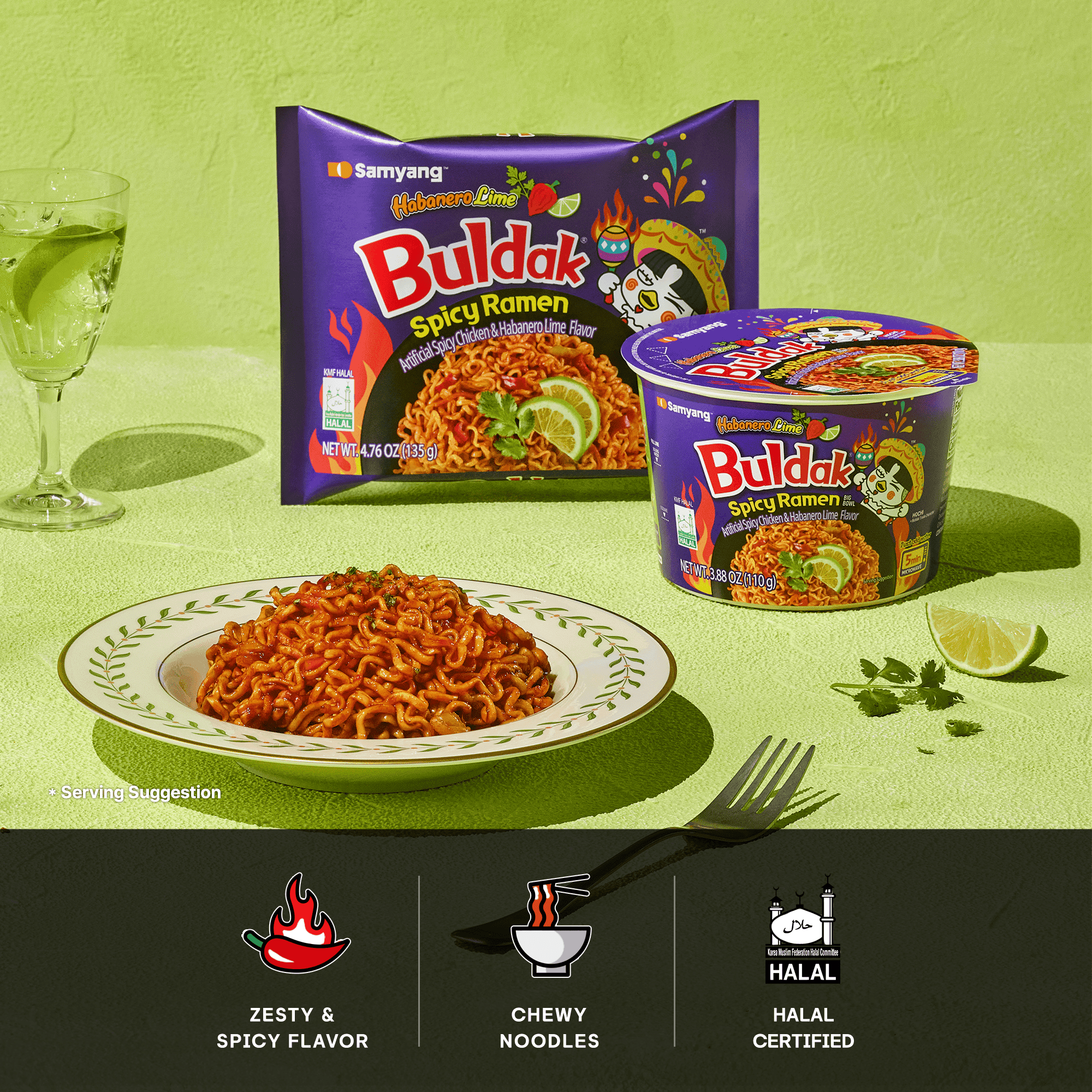 (8 pack) SAMYANG BULDAK HABANERO LIME RAMEN 5-pack
