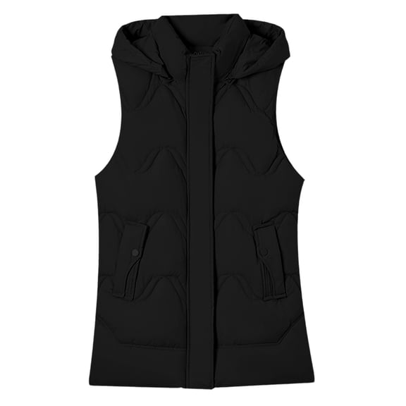 Gaexia Vest for Women Dressy,Long Hooded Down Vest for Women Winter Insulated Quilted Sleeveless Jacket Cozy Warm Midweight Outerwear