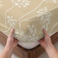 thumbnail image 3 of Cal.King Size Fitted Sheet Set - Rustic Botanical 3 Piece Bedding Sets 16" Deep Pocket Fitted Sheet with 2 Pillowcases, Retro Farmhouse Floral Flowers Light Brown Brushed Microfiber Hotel Bed Sheets, 3 of 9