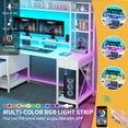 thumbnail image 3 of Uforic Computer Desk with Hutch& Led Light, Gaming Desk with Power Outlets, Home Office Desk, White, 3 of 11