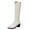 White, variant on Rokment Fall Winter Wide Calf Knee High Boots for Women Black White Leather Chunky Mid Heel Dress Riding Long Tall Boots
