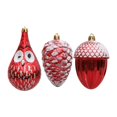 thumbnail image 5 of Adorno navideño colgante rojo con forma de piña, bellota, búho, copa, botella de vino, adorno navideño, bola, suministros para fiestas, escaparate, 5 of 5