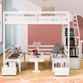 thumbnail image 2 of EUROCO Full Size Bunk Bed with Convertible Down Bed and Storage Staircase for Kids Teens, White, 2 of 16