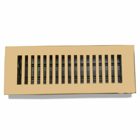 Brushed Gold Floor Vent Cover 3” x 10” VR 102 with Damper – Rectangle Cast Aluminum, Powder Coated, Re-Paintable, Modern & Contemporary Decorative Register for Floors, Walls & Ceilings