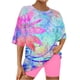thumbnail image 2 of Conjunto de Pijama de las Mujeres de Manga Corta Sólida de Lechuga Y Pantalones Cortos de 2 Piezas de Poliéster, Pijama Suelto Casual para el Verano, 2 of 6