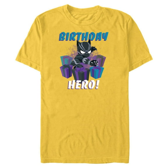 Marvel Black Panther Toony Party Birthday Hero - Short Sleeve Blended T-Shirt for Adults - Customized-Yellow
