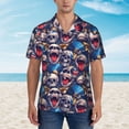 thumbnail image 2 of Gaeub rock Skull blue record Print Men's Hawaiian Shirt,Button Down Short Sleeves Shirts,Tropical Beach Casual Button Down Shirts,3X-Large, 2 of 7