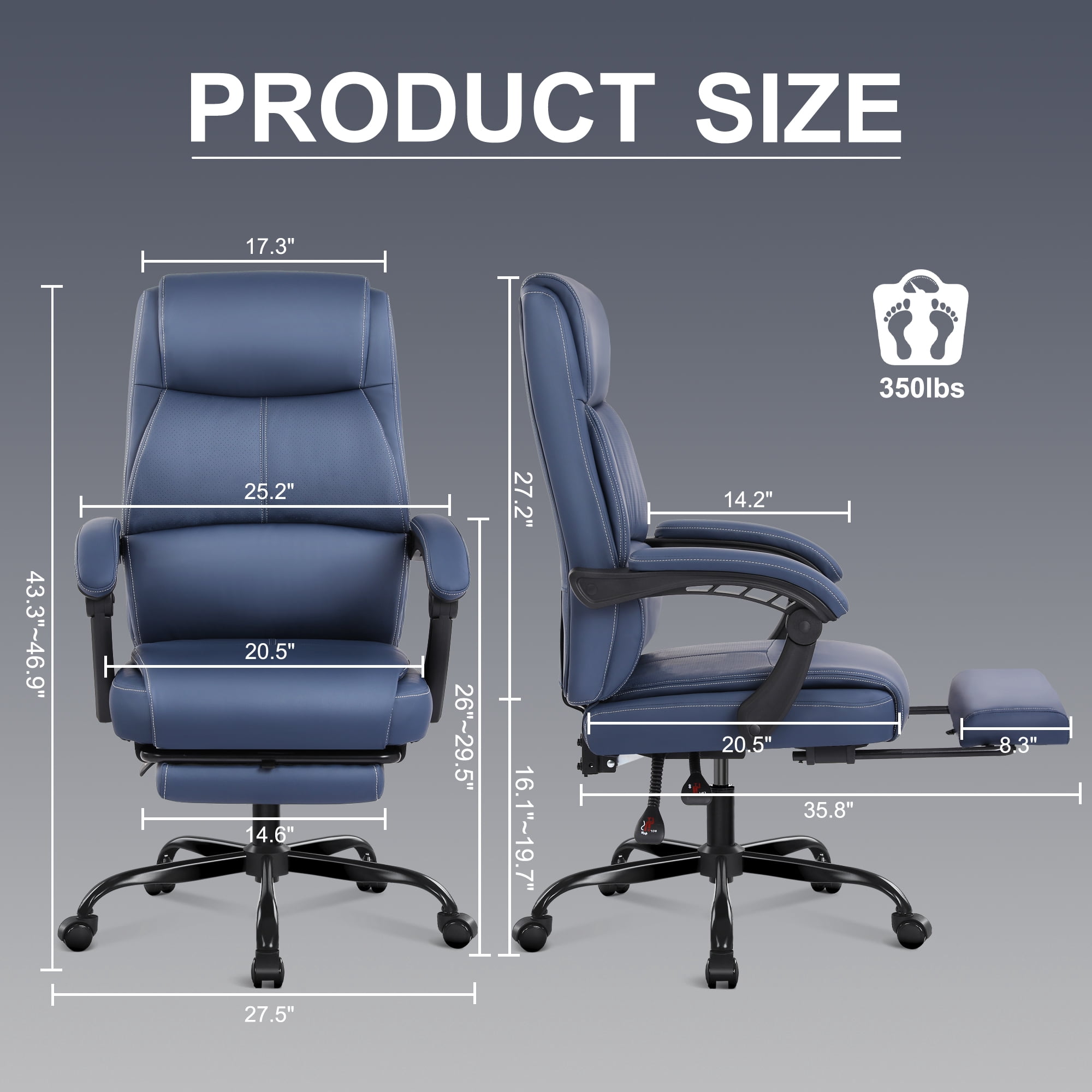 Misolant Big and Tall Office Chair with Footrest, High Back Desk Chair with Linkage Armrest, 90-155° Recline Executive Computer Chairs with Adjustable Height for Home