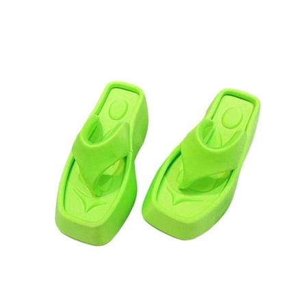 

Sanviglor Women Wedge Sandals Beach Flip-flops Summer Slides Outdoor Lightweight Solid Color Casual Shoes Non-slip Slip On Slippers Fluorescent Green 6.5