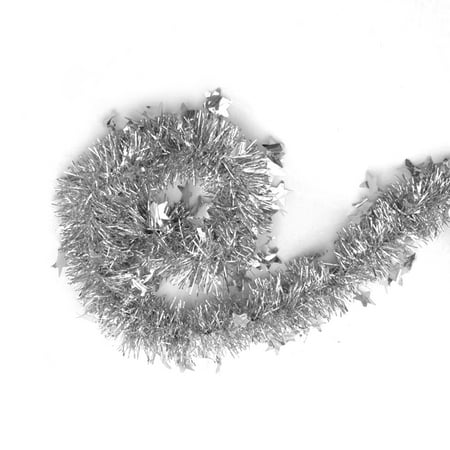 Silver Tinsel Garland Stars Christmas Tree Decorations Wedding