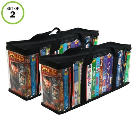 Evelots VHS Storage Bag-Movie Organizer-Video Tape-Handles-Hold 36-No (Best Way To Store Vhs Tapes)