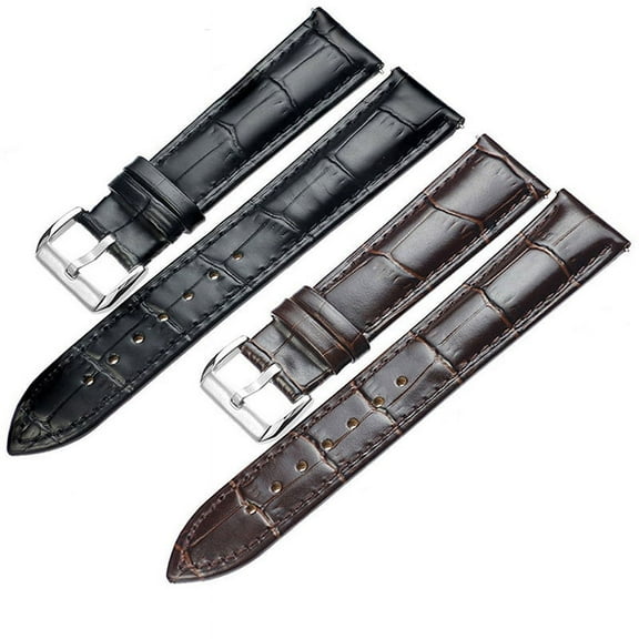DONGPAI Genuine Leather Watch Band Strap Belt Stainless Steel Buckle Butterfly Clasp 16-24mm Black Brown Watchband Leather Strap