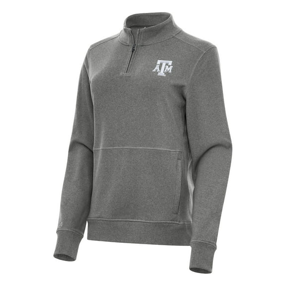 Women's Antigua Heather Charcoal Texas A&M Aggies Crush Quarter-Zip Fleece Sweatshirt